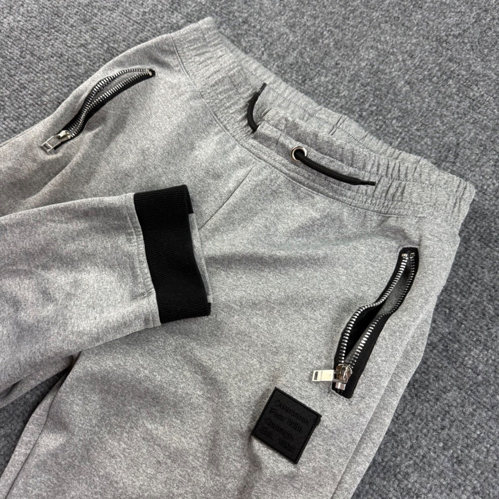 Encrypted Jogger Pants XL Gray Zipper Pockets Cuffed Hem Mens
